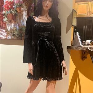 Gothic goth Black Velvet star XS Mini Dress nwt
